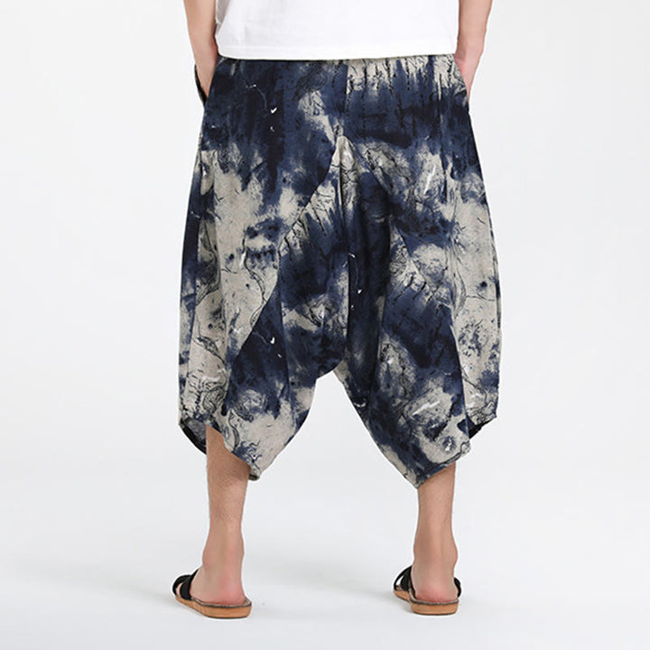 Buddha Stones Summer Boho Casual Drawstring Abstract Geometry Capri Pants Men's Harem Pants With Pocket - image 35