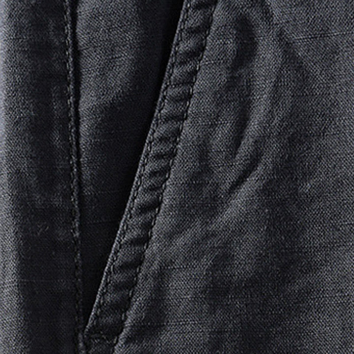 Buddha Stones Spring Summer Casual Minimalist Button Zipper Solid Cotton Linen Men's Shorts With Pocket - image 14