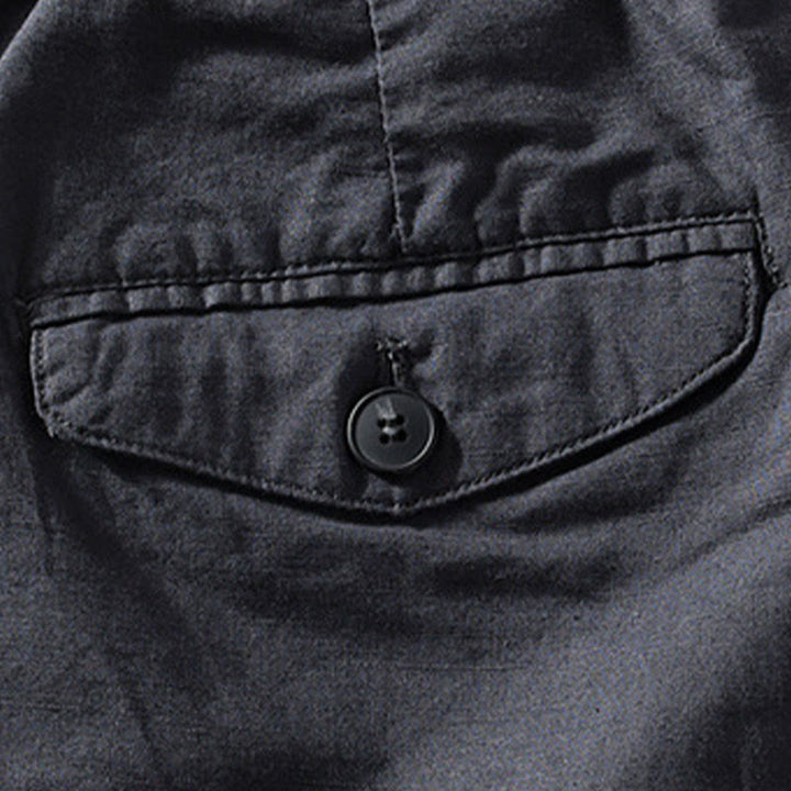 Buddha Stones Spring Summer Casual Minimalist Button Zipper Solid Cotton Linen Men's Shorts With Pocket - image 15