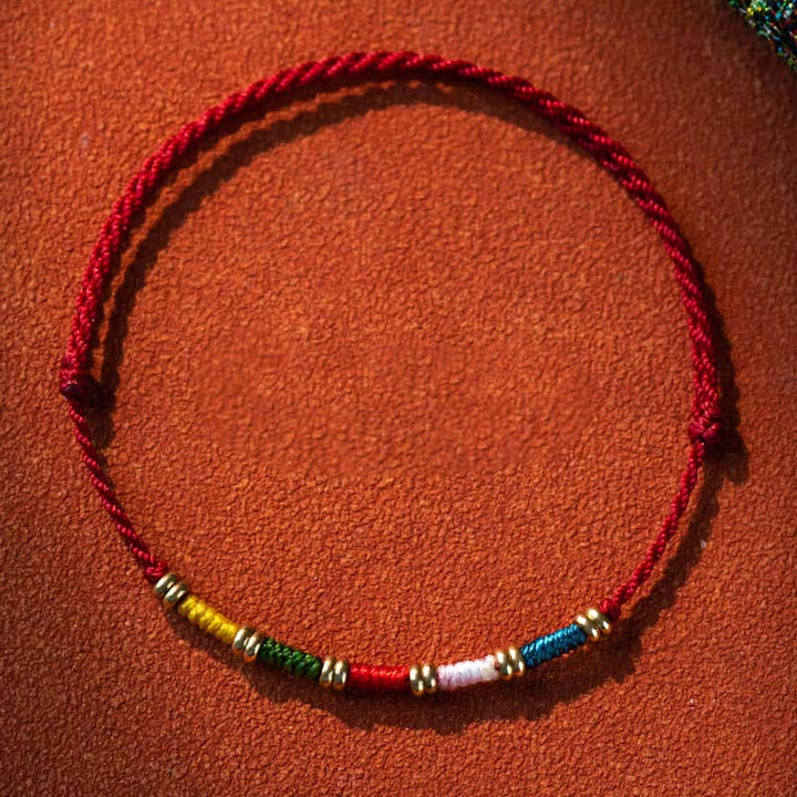 Buddha Stones Hand Woven Colorful Red String Protection Tibetan Adjustable Bracelet - Multicolor(Wrist Circumference: 5.51-6.69 in / 14-17 cm) - image 0
