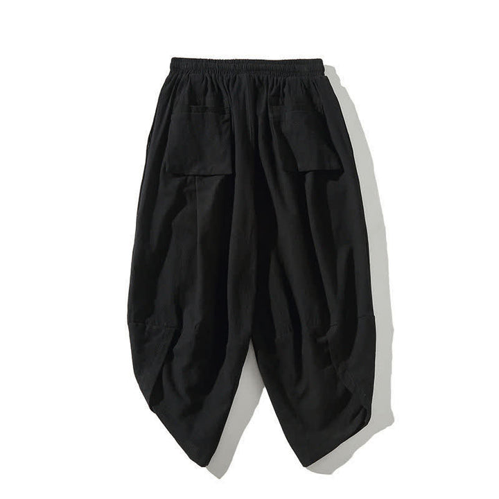 Buddha Stones Summer Tang Style Drawstring Koi Fish Capri Pants Men's Harem Pants With Pocket - image 13