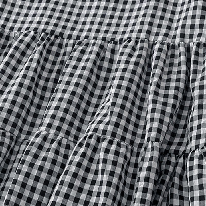 Buddha Stones Summer Vintage Plaid V-Neck Women's Short Sleeve Dress With Pocket - image 10