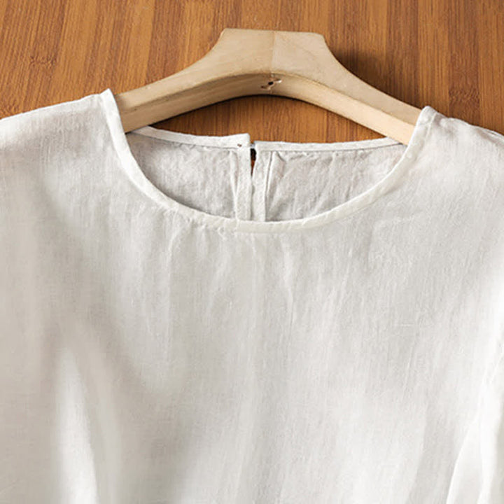 Buddha Stones Summer Casual Minimalist Solid Flared Hem Women's Short Sleeve T-Shirts - image 19
