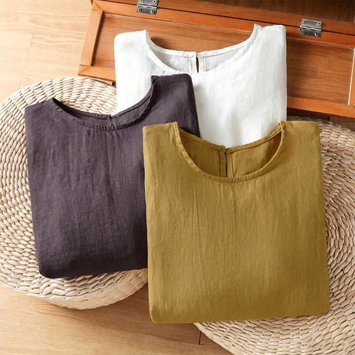 Buddha Stones Summer Casual Minimalist Solid Flared Hem Women's Short Sleeve T-Shirts - image 25