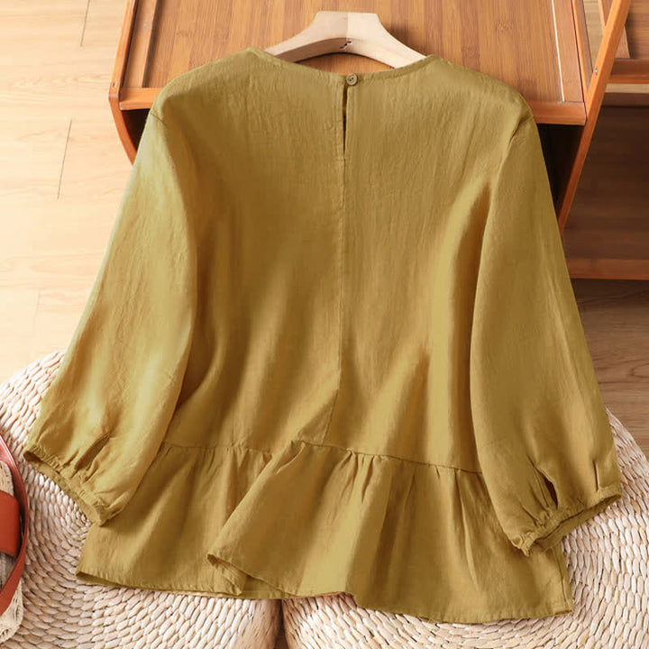 Buddha Stones Summer Casual Minimalist Solid Flared Hem Women's Short Sleeve T-Shirts - image 1