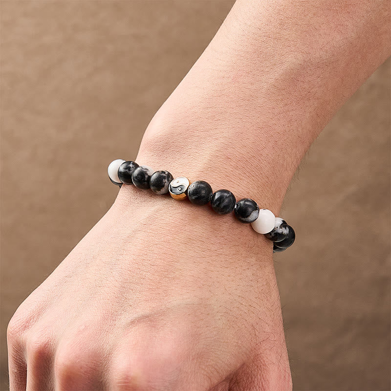 Buddha Stones Orca Agate Yin Yang Harmony Round Bead Bracelet - image 3