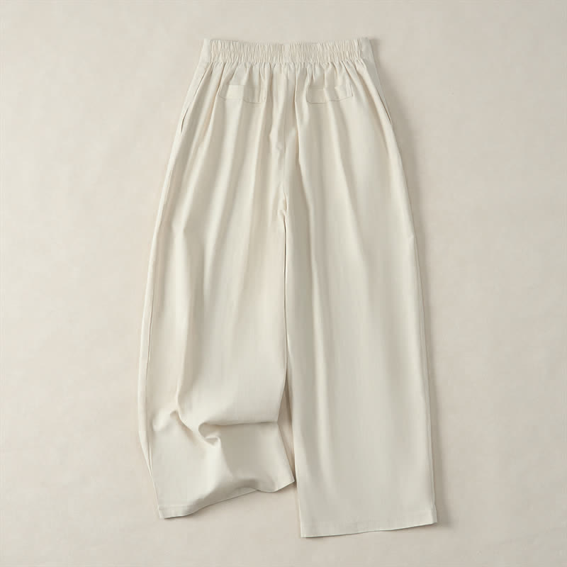 Buddha Stones Summer Minimalist Elegant Button-Up Solid Zipper Design Cropped Pants Women's Straight Leg Pants With Pockets - image 18