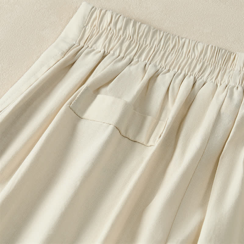 Buddha Stones Summer Minimalist Elegant Button-Up Solid Zipper Design Cropped Pants Women's Straight Leg Pants With Pockets - image 20