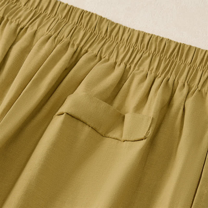 Buddha Stones Summer Minimalist Elegant Button-Up Solid Zipper Design Cropped Pants Women's Straight Leg Pants With Pockets - image 14