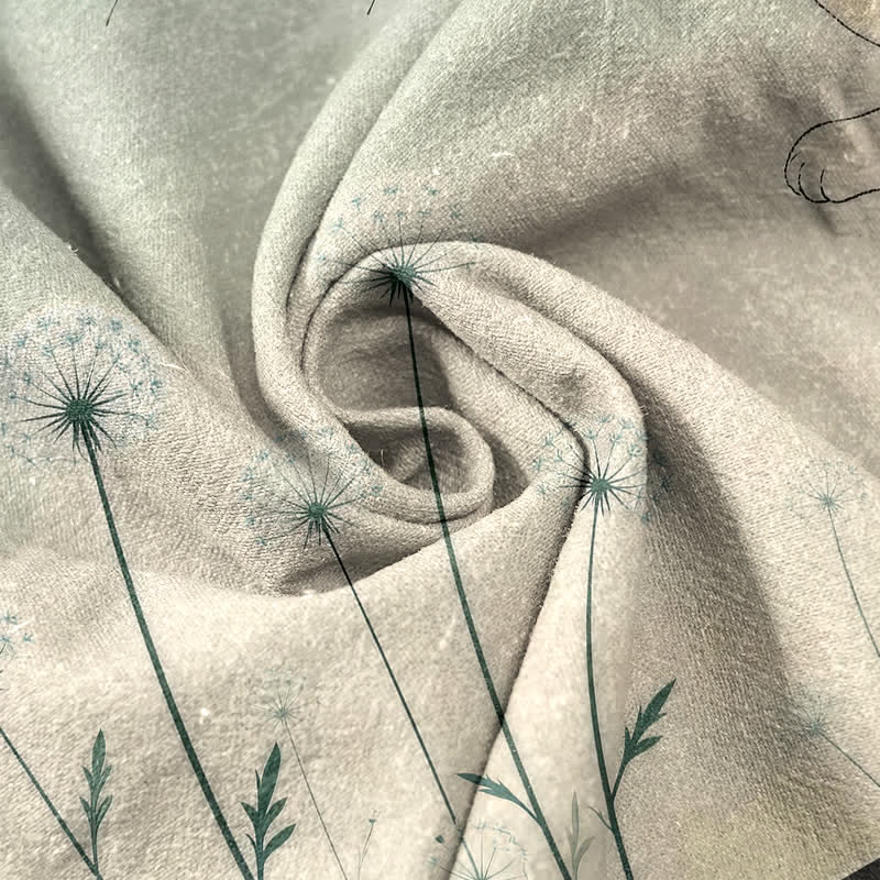 Buddha Stones Pure Cotton Dreamy Cow Cat Dandelion Pattern Women's Elastic Waist Pants With Pockets - image 2