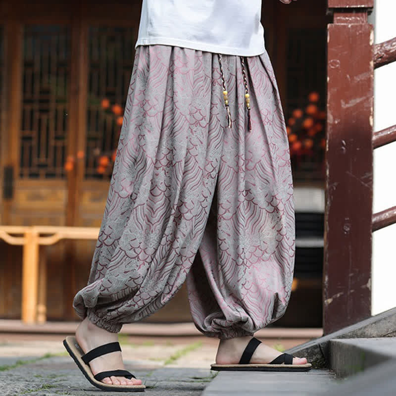 Buddha Stones Summer Casual Boho Abstract Ankle Pants Men's Harem Pants - image 3