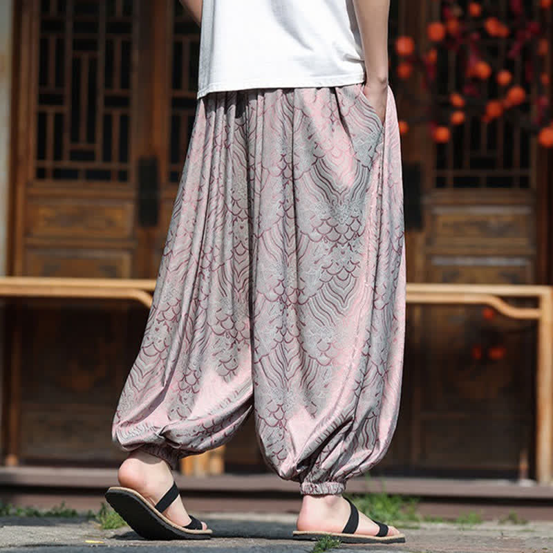 Buddha Stones Summer Casual Boho Abstract Ankle Pants Men's Harem Pants - image 4