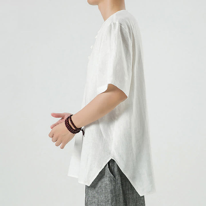 Buddha Stones Spring Summer Casual Minimalist Button-Up Solid Men's Short Sleeve Shirts - image 42