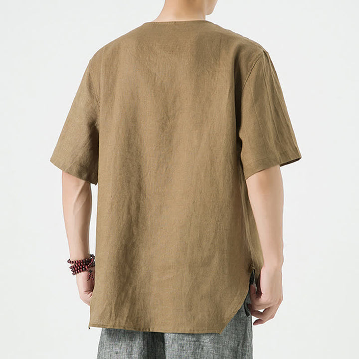 Buddha Stones Spring Summer Casual Minimalist Button-Up Solid Men's Short Sleeve Shirts - image 33
