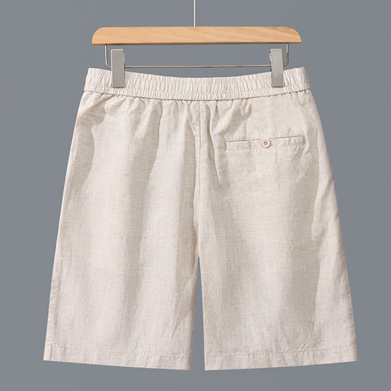 Buddha Stones Summer Casual Minimalist Solid Zipper Design Men's Shorts With Pockets - Linen - US/UK/AU42，EU52 (3XL) - image 2