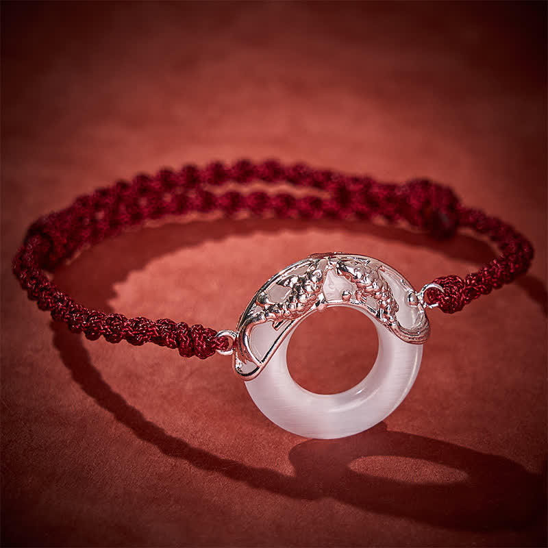 Buddha Stones White Jade Koi Fish Wealth Red String Bracelet - image 1