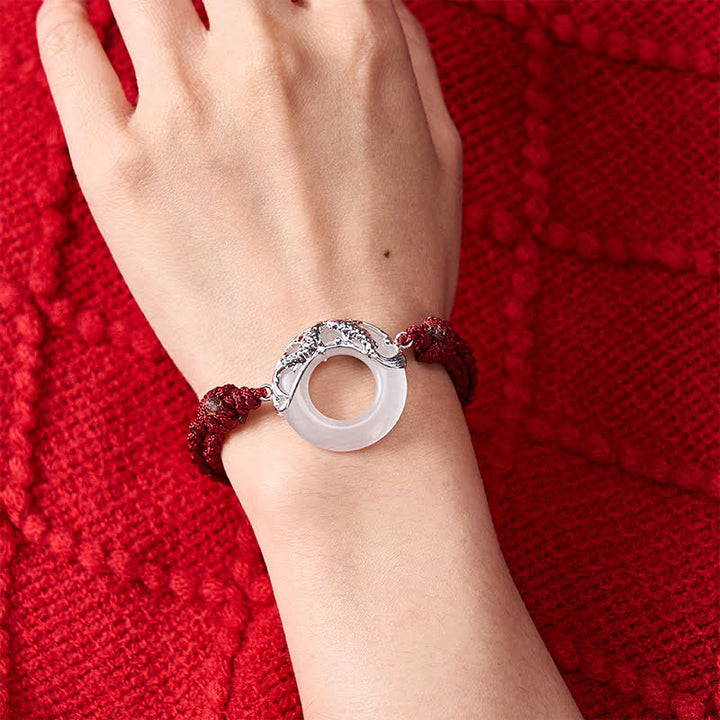 Buddha Stones White Jade Koi Fish Wealth Red String Bracelet - image 4