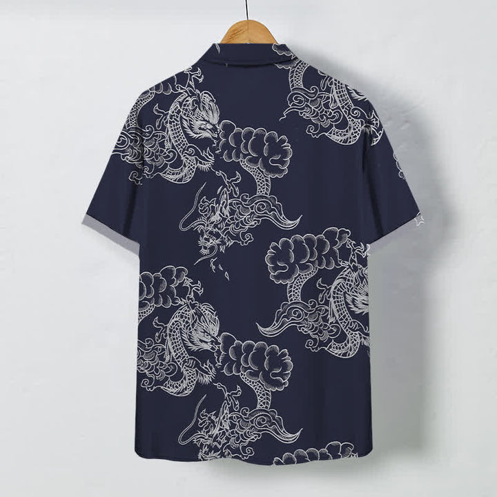 Buddha Stones Vintage Floral Scroll Pattern Buttons Breathable Men's Short Sleeve Shirt - image 1