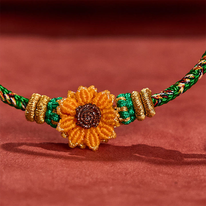 Buddha Stones Hand-Woven Colorful Green Yellow String Sunflower Hope Bracelet - image 6