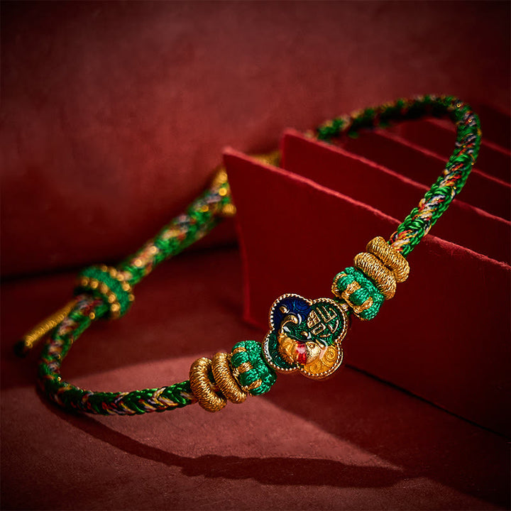 Buddha Stones Hand-Woven Koi Fish Fu Character Success Rope Bracelet - image 3