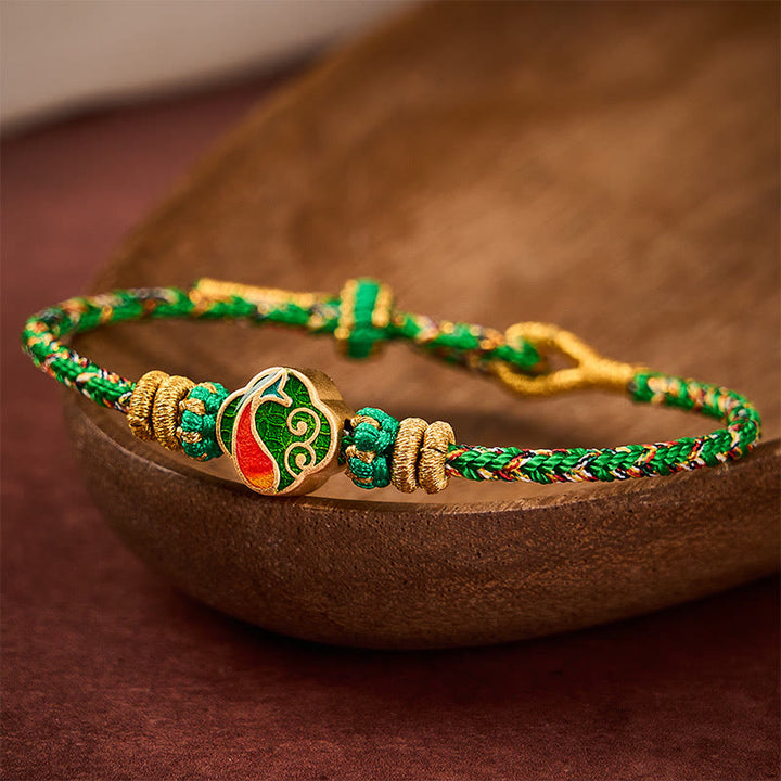 Buddha Stones Hand-Woven String Koi Fish Success Rope Bracelet - Green(Wrist Circumference: 5.51-7.48 in / 14-19cm) - image 0