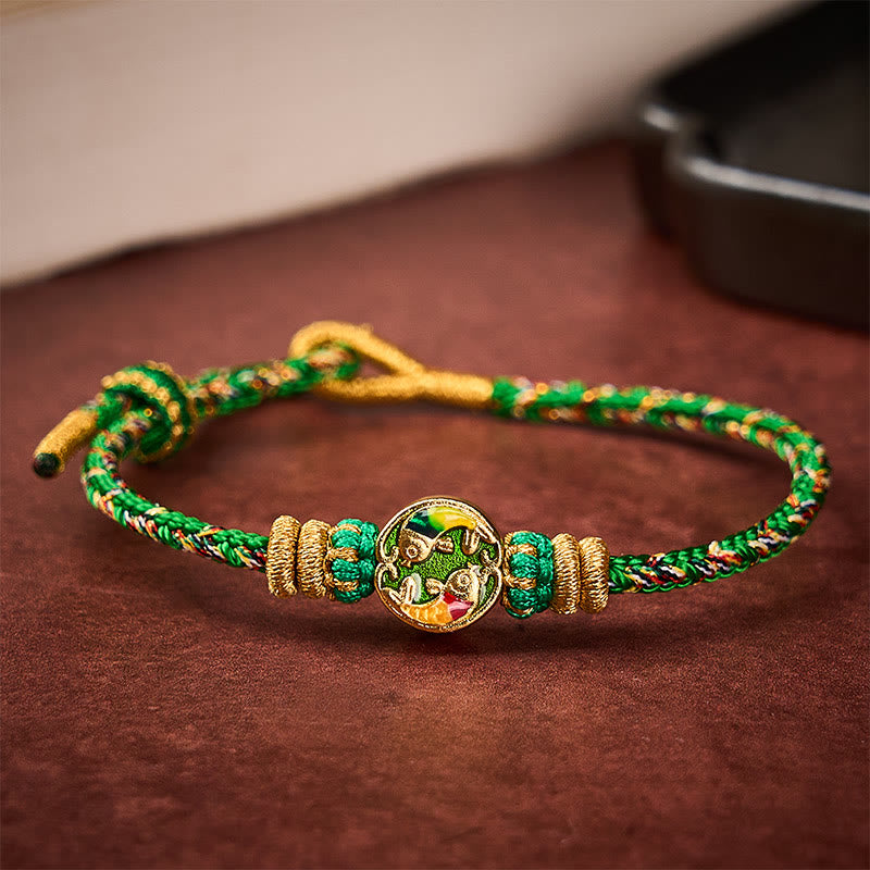Buddha Stones Hand-Woven String Double Koi Fish Protection Rope Bracelet - image 2