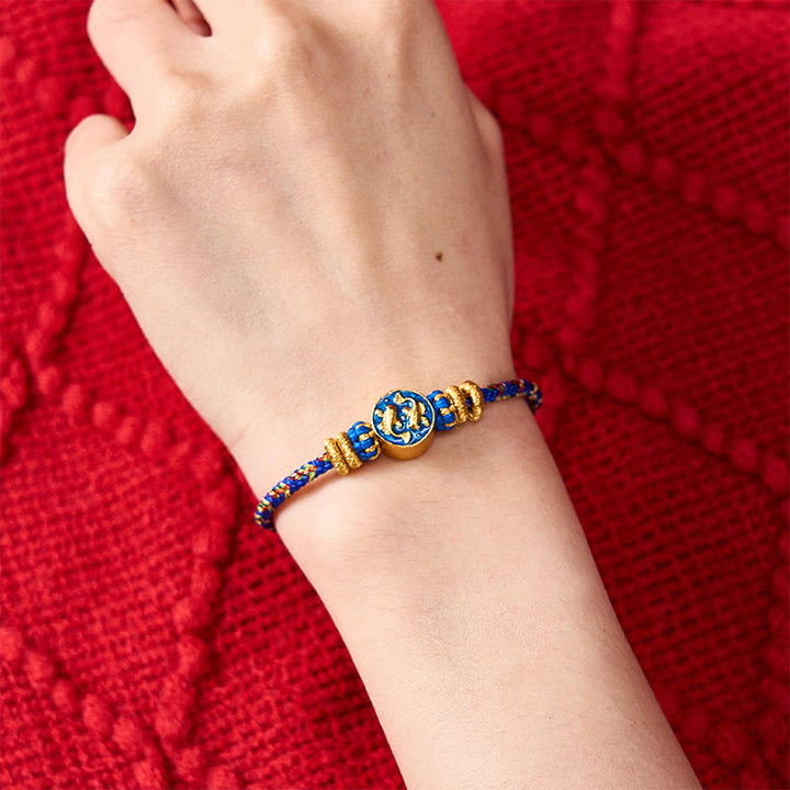 Buddha Stones Hand-Woven String Double Golden Koi Fish Strength Rope Bracelet - image 4