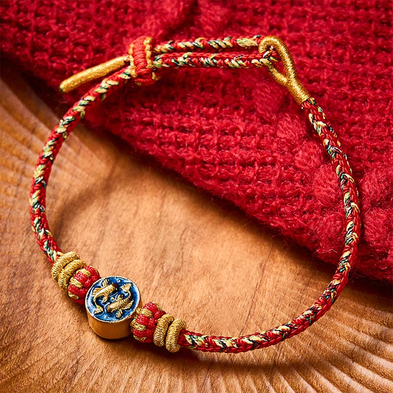 Buddha Stones Hand-Woven String Double Golden Koi Fish Strength Rope Bracelet - Red(Wrist Circumference: 5.51-7.48 in / 14-19cm) - image 14