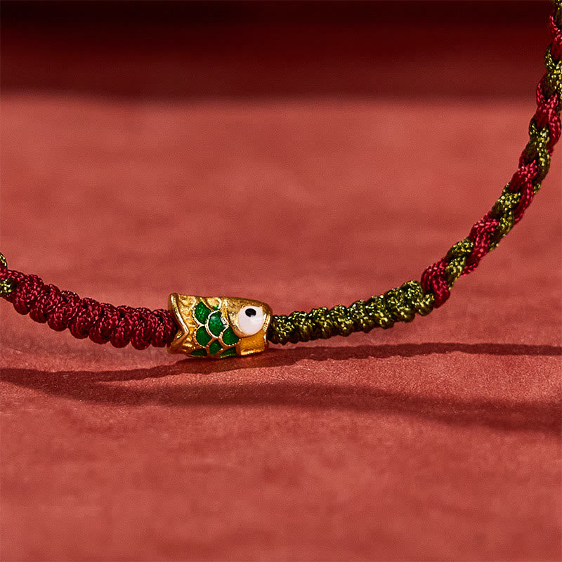 Buddha Stones Braided Colorful Red Green String Koi Fish Luck Bracelet Anklet - image 10