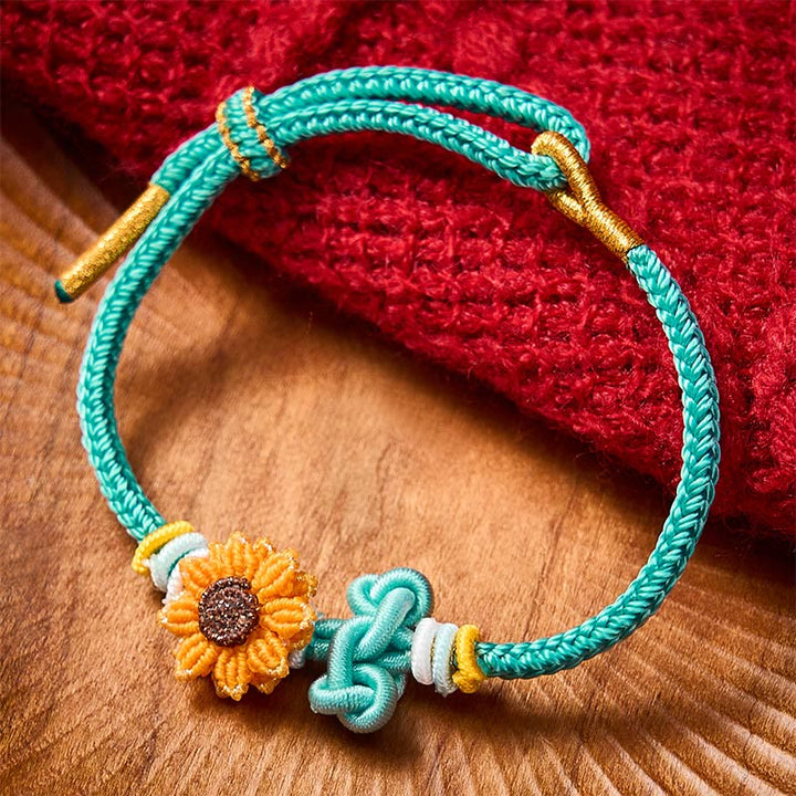 Buddha Stones Hand-Woven Red String Sunflower Luck Bracelet - Green(Wrist Circumference: 5.51-7.48 in / 14-19cm) - image 11