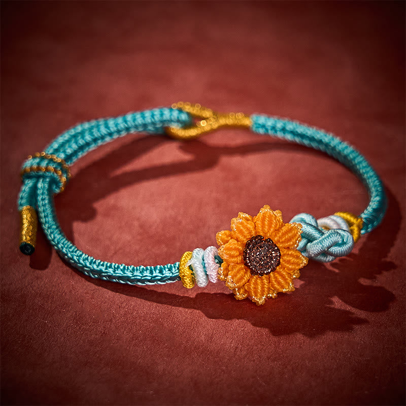 Buddha Stones Hand-Woven Red String Sunflower Luck Bracelet - image 12