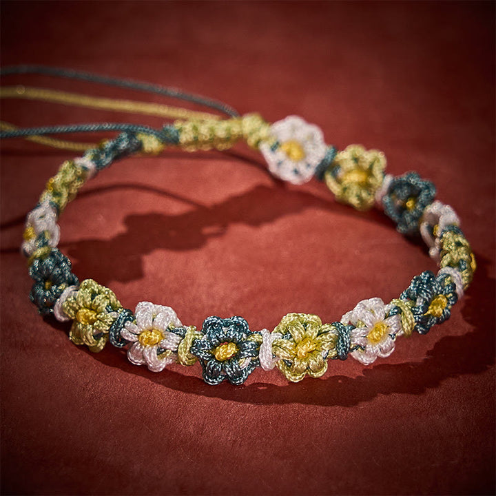 Buddha Stones Hand Woven Pastel Daisy Gradient String Bracelet - image 2
