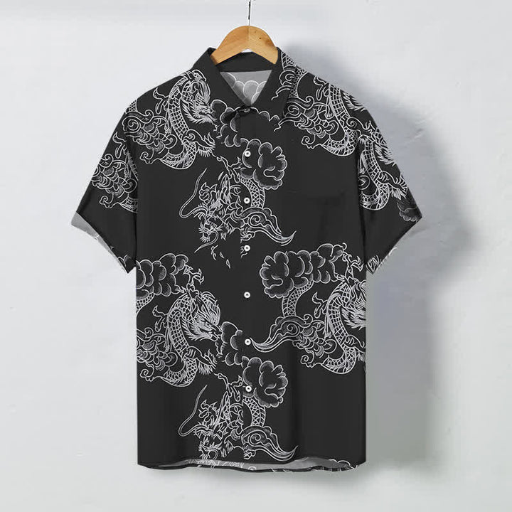 Buddha Stones Vintage Floral Scroll Pattern Buttons Breathable Men's Short Sleeve Shirt - Black - US/UK/AU48，EU58 (4XL) - image 7