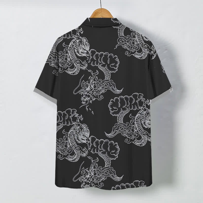Buddha Stones Vintage Floral Scroll Pattern Buttons Breathable Men's Short Sleeve Shirt - image 8