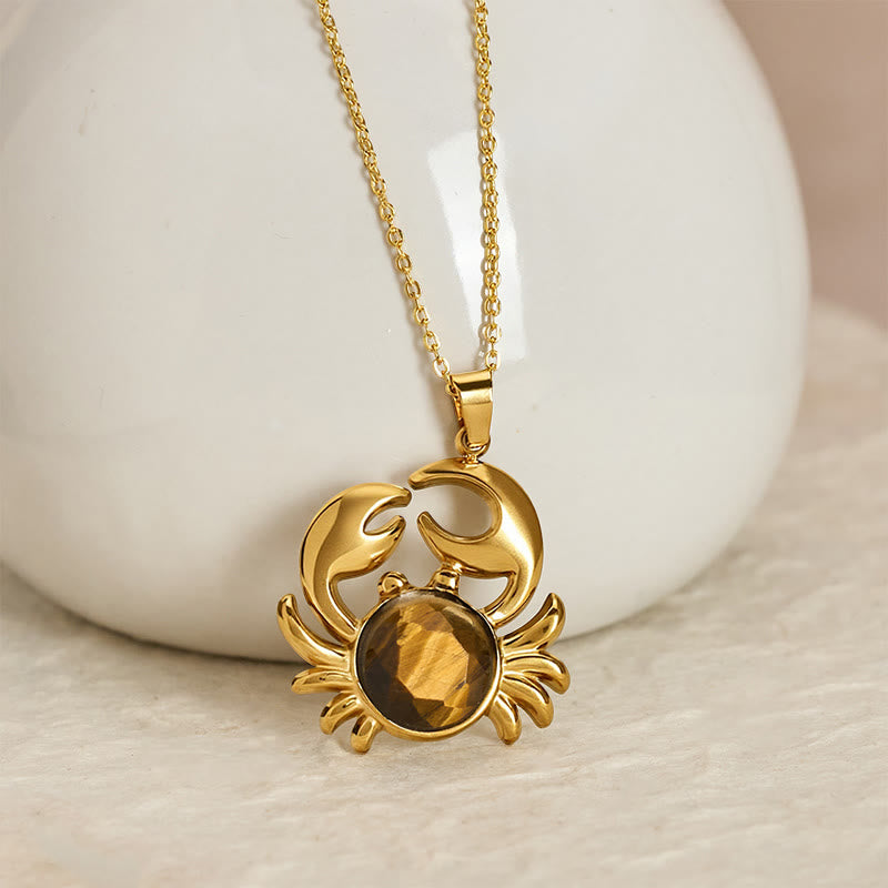 Buddha Stones Gold Plated Amethyst Crab  Inner Peace Necklace - image 7