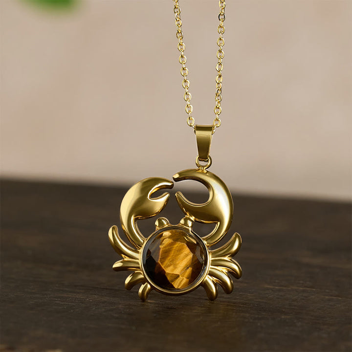 Buddha Stones Gold Plated Amethyst Crab  Inner Peace Necklace - image 10