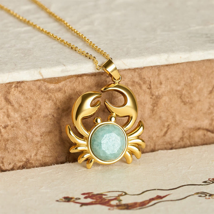 Buddha Stones Gold Plated Amethyst Crab  Inner Peace Necklace - image 15