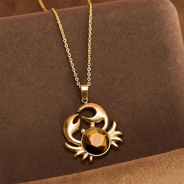 Buddha Stones Gold Plated Amethyst Crab  Inner Peace Necklace - Tiger Eye(Confidence ♥ Focus) - image 6