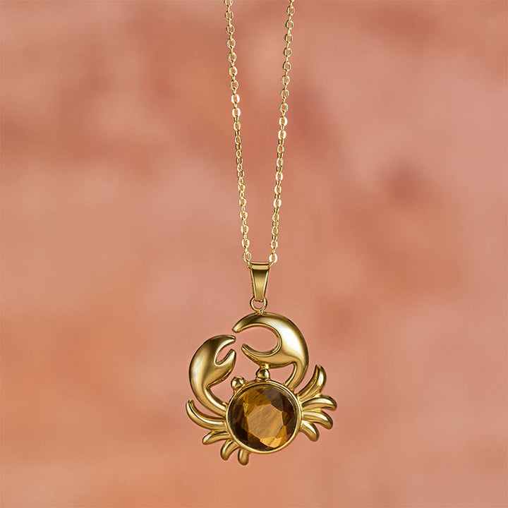 Buddha Stones Gold Plated Amethyst Crab  Inner Peace Necklace - image 8