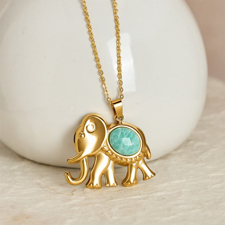 Buddha Stones Gold Plated Tiger Eye Elephant Protection Necklace - image 14