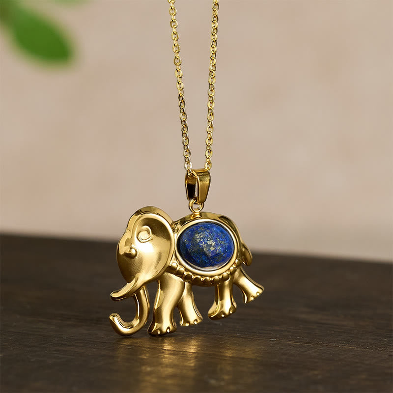 Buddha Stones Gold Plated Tiger Eye Elephant Protection Necklace - image 11