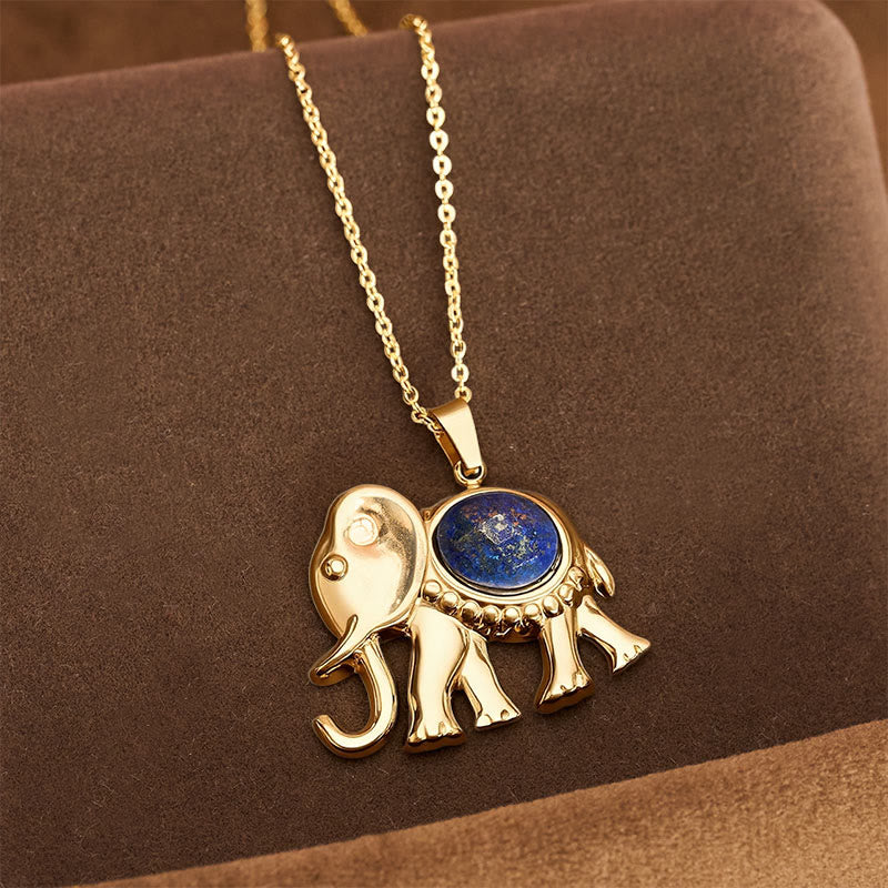 Buddha Stones Gold Plated Tiger Eye Elephant Protection Necklace - Lapis Lazuli(Wisdom ♥ Truth) - image 7
