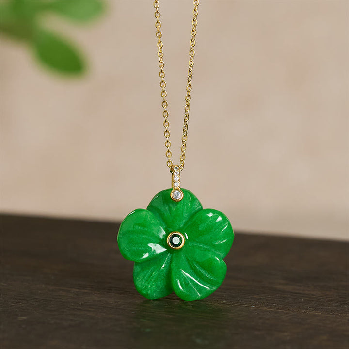 Buddha Stones Natural Green Aventurine Five Petal Flower Positivity Necklace - image 8