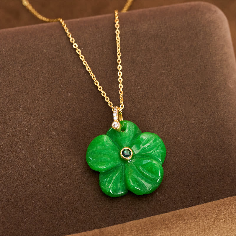 Buddha Stones Natural Green Aventurine Five Petal Flower Positivity Necklace - image 9