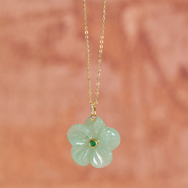 Buddha Stones Natural Green Aventurine Five Petal Flower Positivity Necklace - image 4