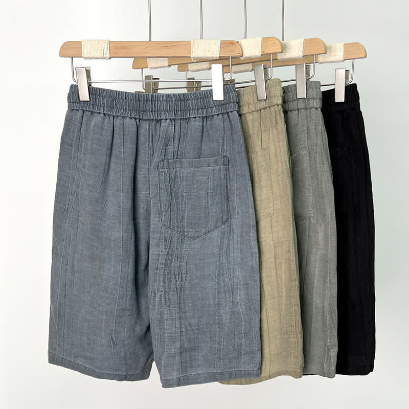 Buddha Stones Summer Casual Drawstring Solid Elastic Waist Men's Shorts With Pockets - image 13