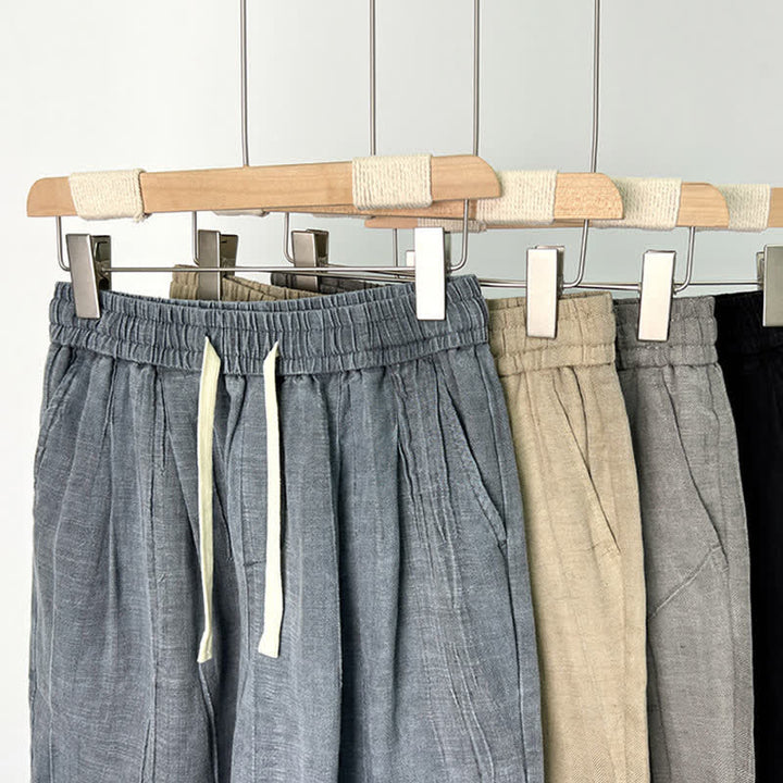 Buddha Stones Summer Casual Drawstring Solid Elastic Waist Men's Shorts With Pockets - image 14