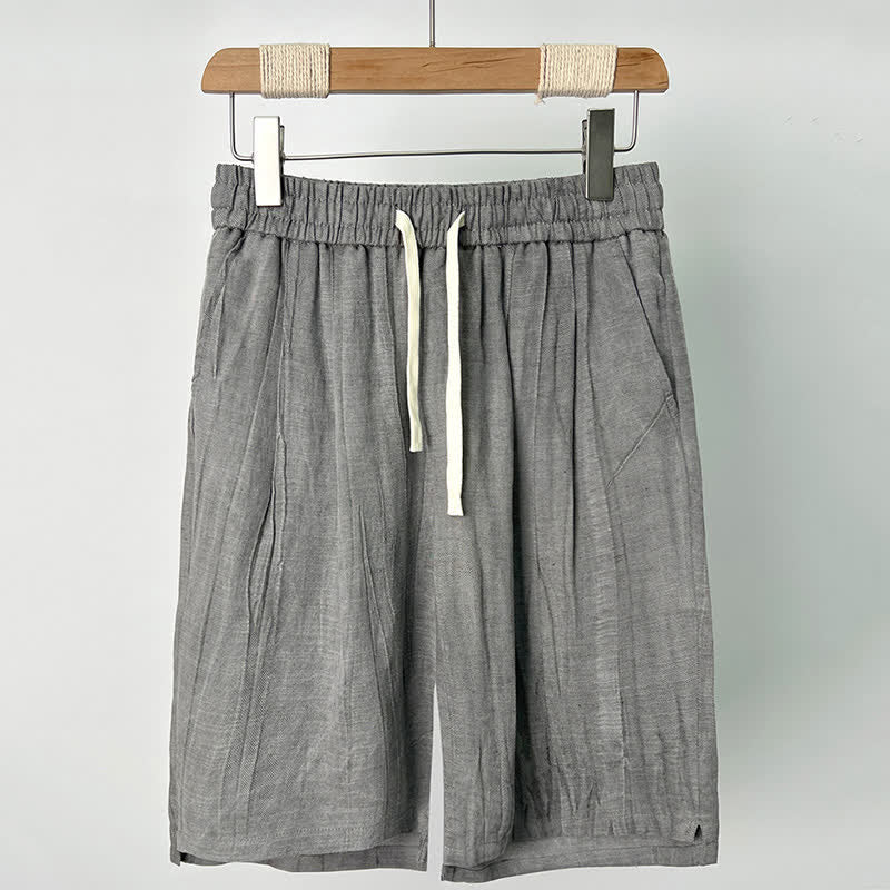 Buddha Stones Summer Casual Drawstring Solid Elastic Waist Men's Shorts With Pockets - LightGrey - US/UK/AU44，EU54 (4XL) - image 2