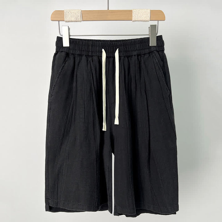 Buddha Stones Summer Casual Drawstring Solid Elastic Waist Men's Shorts With Pockets - Black - US/UK/AU44，EU54 (4XL) - image 1