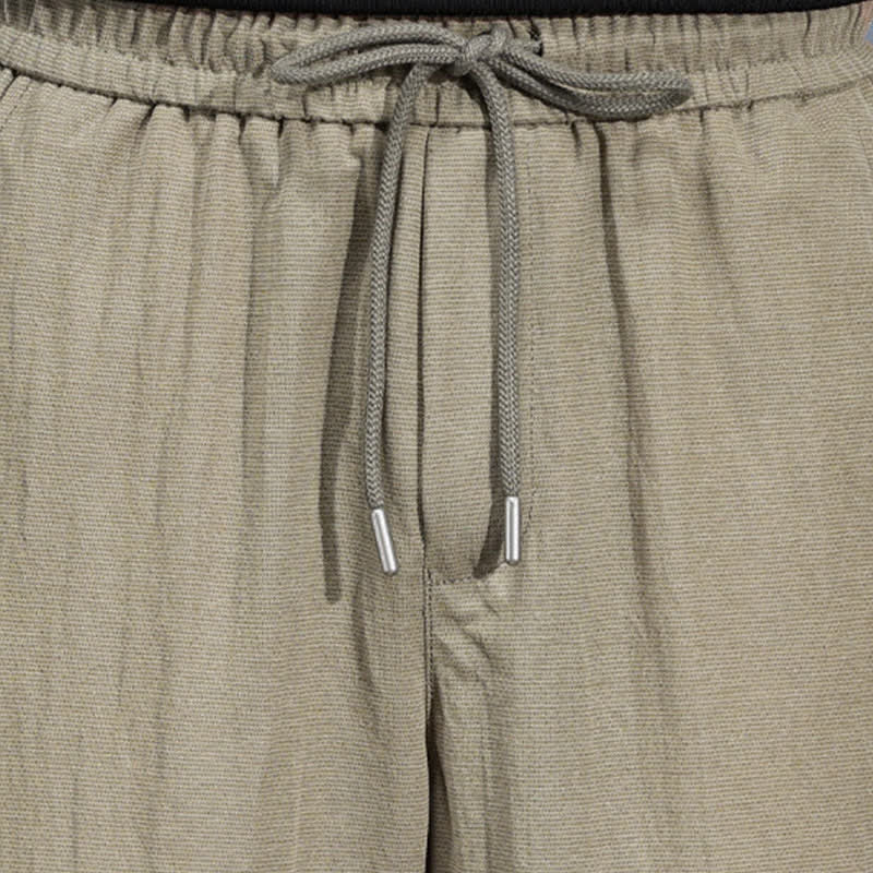 Buddha Stones Spring Summer Casual Minimalist Drawstring Elastic Waist Solid Long Pants Men's Straight Leg Pants With Pockets - image 9